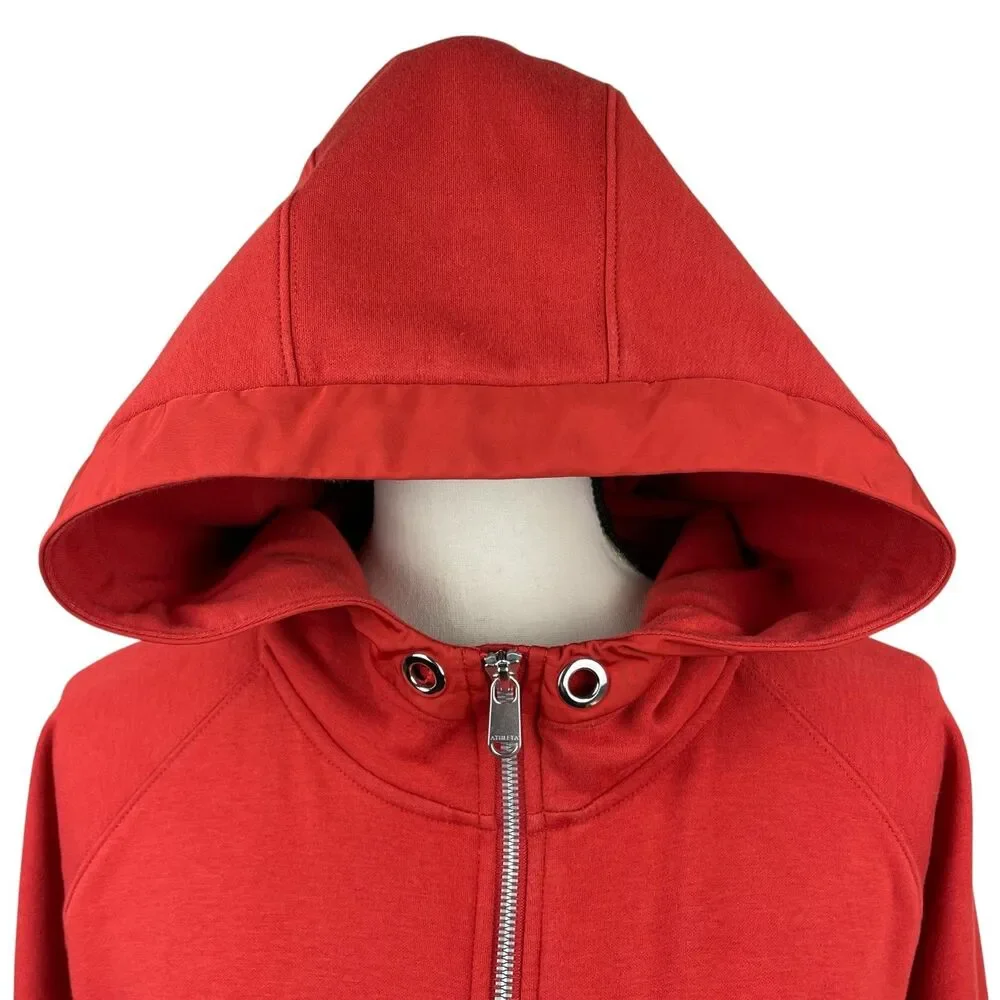 Athleta Women's On My Way‎ Triumph Hoodie Large Red Rust Zip‑Up Balloon Sleeve - Picture 9 of 13